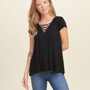 ❗3/$20 Hollister Lace-up Ribbed Short Sleeve Tee